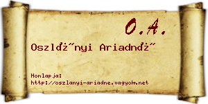 Oszlányi Ariadné névjegykártya